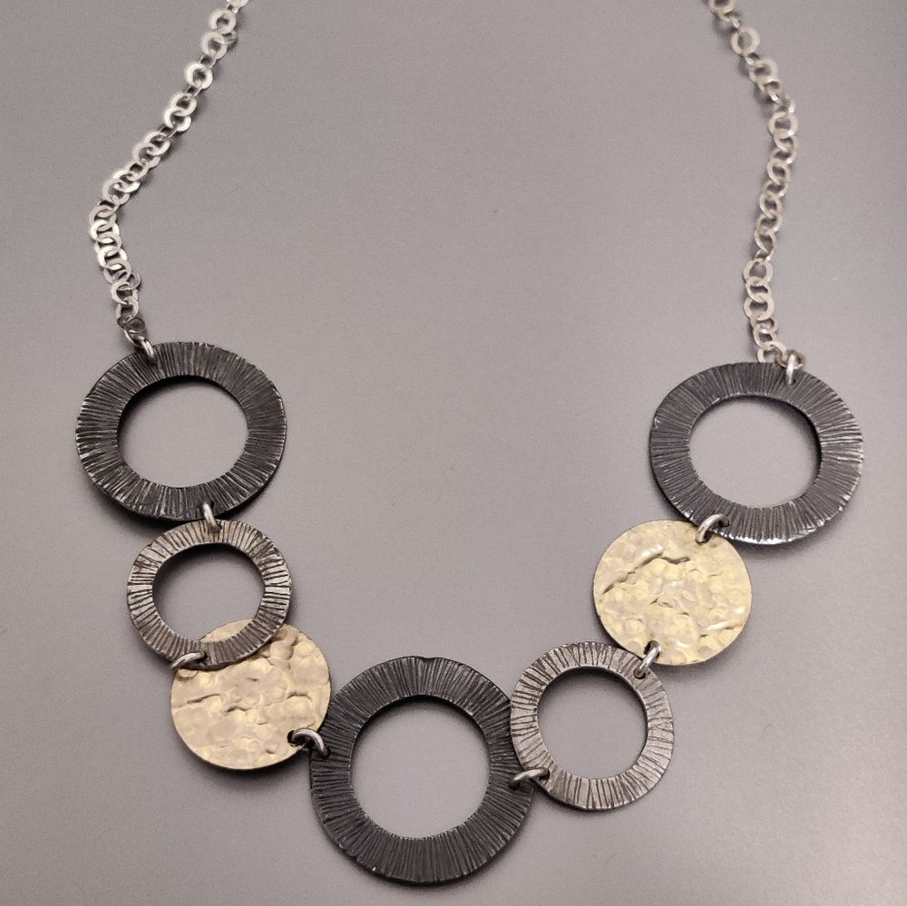 Interlocking Modernist Necklace signed Magnolia 925